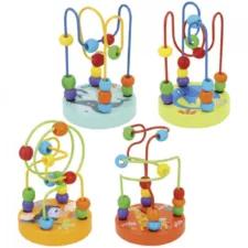 Комплект малки дървени спирали лабиринт Tooky Toy с мъниста в различни цветове