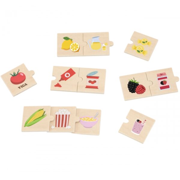 Дървен логически пъзел VIGA – свързване на картоф с пържени картофки и пакет чипс