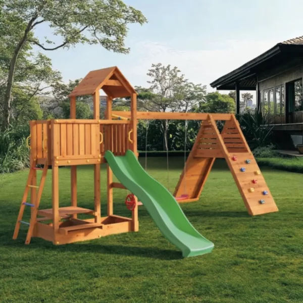 Дървена детска площадка с две люлки и пързалка Fungoo FLUPPI DOUBLE за двор