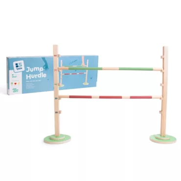 Детска дървена игра за скачане с препятствия с цветни летви 6+