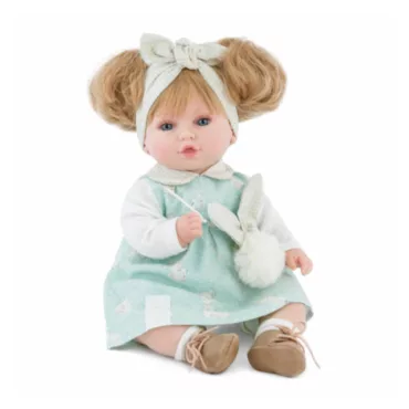 Детска кукла Мона с меко тяло и звуков механизъм от Marina and Pau &ndash; седнала бебе кукла с реалистично изражение
