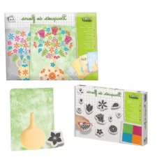 Детска работилница с печати и листи Моя Букет CreaLign комплект печати цветя и мастило