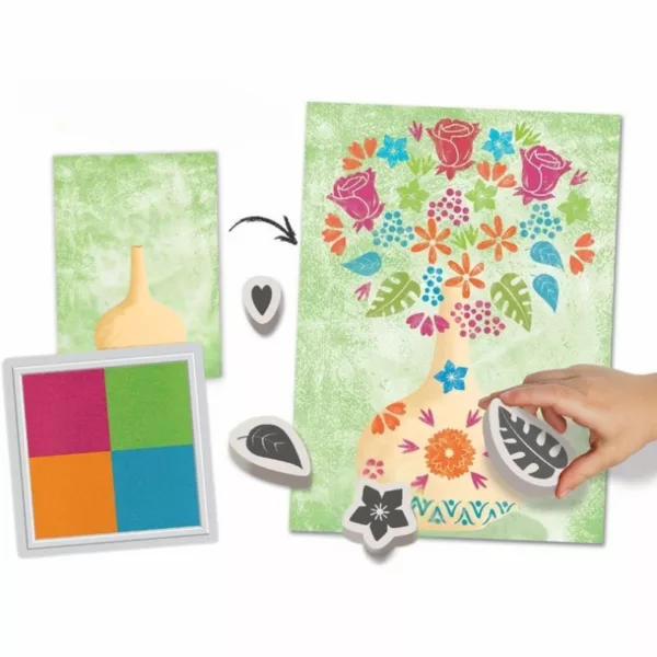 Детска работилница с печати и листи Моя Букет CreaLign картина с цветен букет