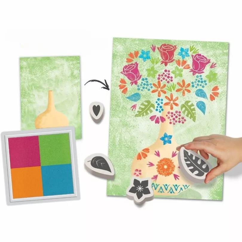 Детска работилница с печати и листи Моя Букет CreaLign картина с цветен букет