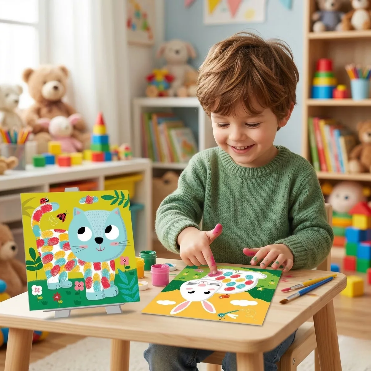 Детски комплект за рисуване с пръсти Сладки животни Crea Lign творческа игра