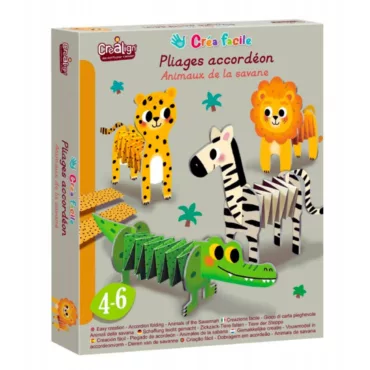 Творчески комплект Животните от саваната сгъване от хартия CreaLign цветни животни за деца 4+
