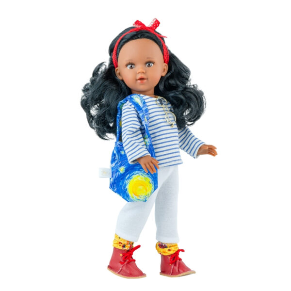 Кукла Марина артист - с очила, чанта и пъстър тоалет – Marina & Pau 40 см