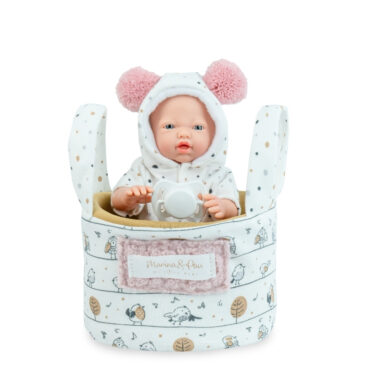 Мини бебе с биберон и кошче - Marina and Pau 21 см - чудесен подарък