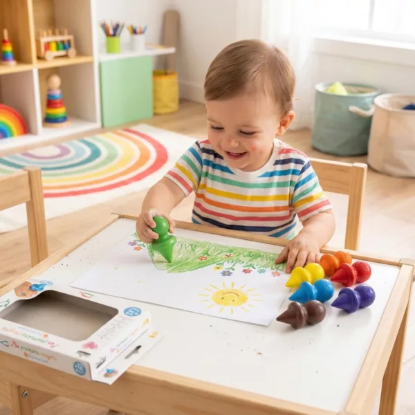 Първи восъчни пастели за рисуване Crea Lign с ергономична форма цветни за деца 12+ месеца