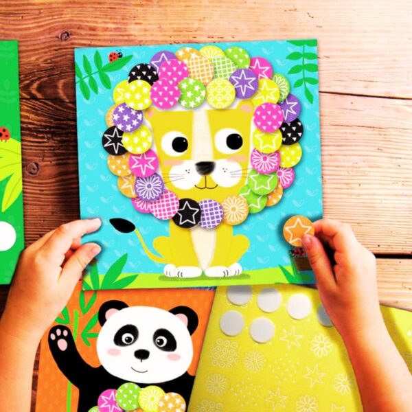 Цветна експлозия в саваната - комплект със стикери - сладко лъвче