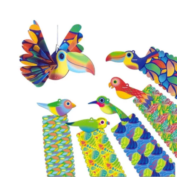 Творчески комплект Екзотични птици от хартия CreaLign цветни сгъваеми птици за деца 4+ години