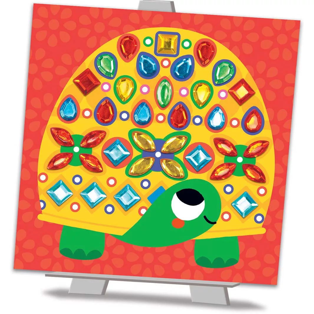 Творчески комплект с диаманти горски животни костенурка цветна мозайка Crea Lign за деца 3+