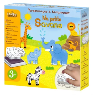 Творчески комплект с печати Малката Савана CreaLign с животни и мастило за деца 3+
