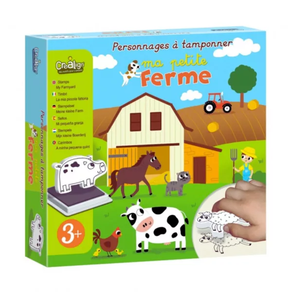 Творчески комплект с печати Веселата ферма CreaLign печати с фермерски животни за деца 3+
