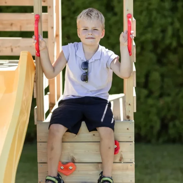 Безопасна и сертифицирана стена за катерене Wendi Toys 3 в 1 с люлка от BellamieStore