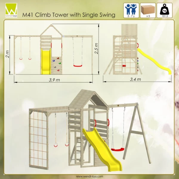 Детска площадка Wendi Toys Climb Tower Sets - скица с размерите