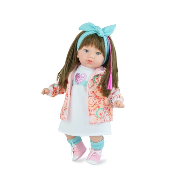 Кукла Алина с дълга коса, панделка и цветно яке – Marina and Pau