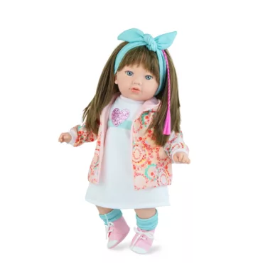 Кукла Алина 45 см с дълга коса и меко тяло Marina and Pau на бял фон
