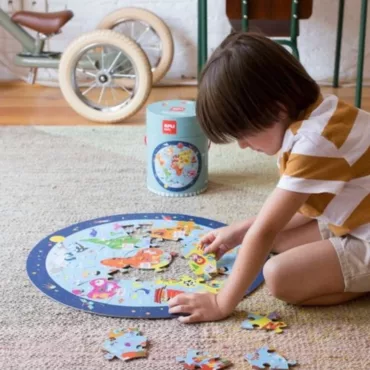 APLI Kids кръгъл пъзел с карта на света - образователна игра от Bellamiestore за изучаване на географията