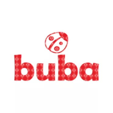 Лого на Buba - детска играчка калинка и надпис в червен цвят