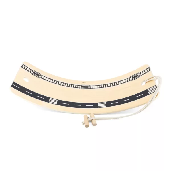 Дъска за баланс и двигателни умения - дървена играчка от VIGA Toys с графично изображение на пътна и железопътна мрежа