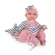 Говореща детска кукла Тонета с пастелен розов комплект и плюшена чанта