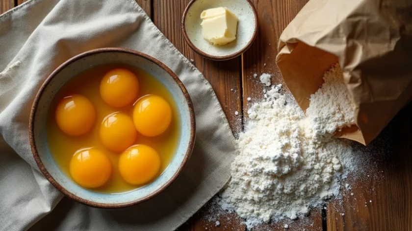 Продукти за приготвяне на домашни райдуши - яйца брашно масло