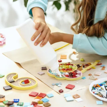 3D пъзел мозайка с лепене на цветни части, творческа образователна игра за деца, подходяща за 4+ години