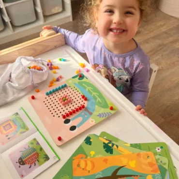 3D пъзел мозайка с цветни пинчета, образователна игра за деца над 3 години, развиваща мислене и координация