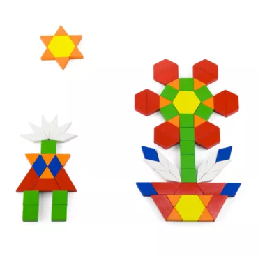 3D пъзел мозайка с цветни дървени форми за подреждане на цветя и фигури, образователна игра за деца