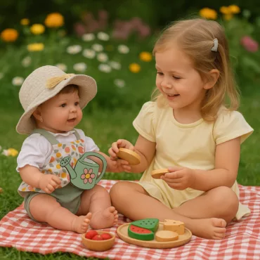 Ролеви пикник с бебе кукла и храни