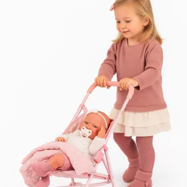 Количка за кукли розова класическа