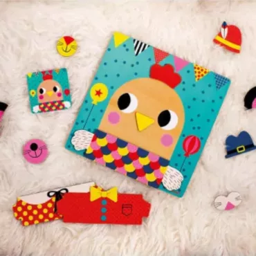 Магнитна образователна игра с кокошка и цветни дрехи за деца 3+ години
