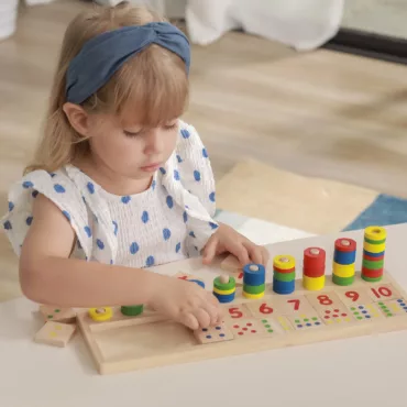 Дървен игра с цветни кръгове за броене и учене на числа, образователна играчка за деца 3+