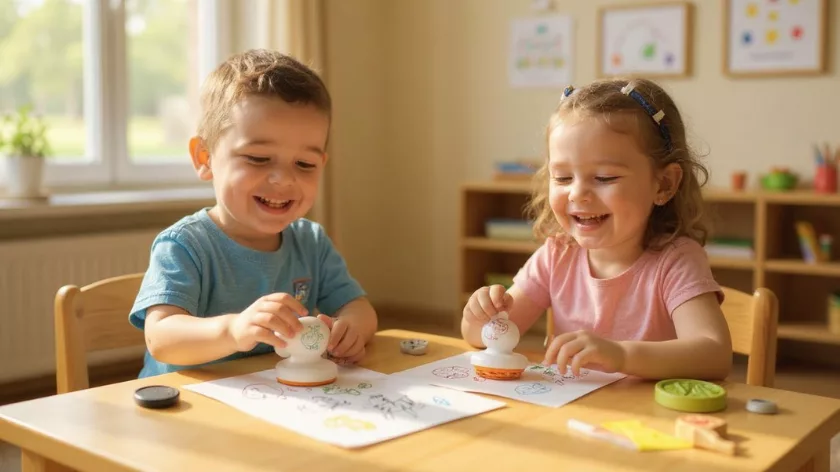 Печатане с гъби развива детската фина моторика и структурирано въображение при 2-3 години