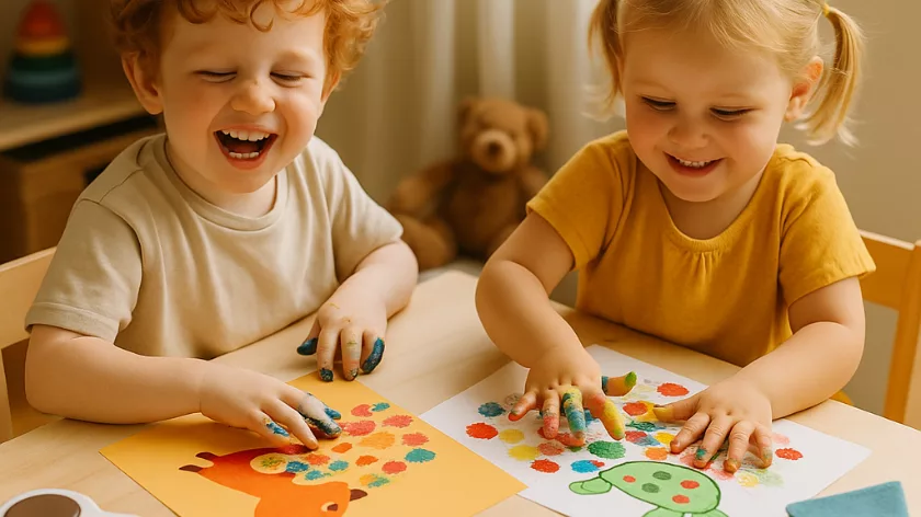 Рисуване с пръсти развива детската фина моторика и сензорно въображение при малки деца