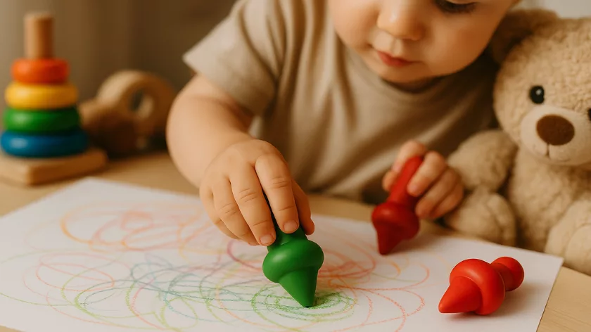 Първи стъпки в рисуването за детската фина моторика и въображение при бебета 12-18 месеца