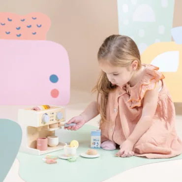 Кафемашина дървена, играчка с аксесоари