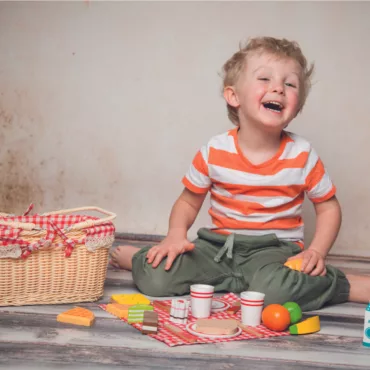 Дървен пикник комплект, играчка с кошница