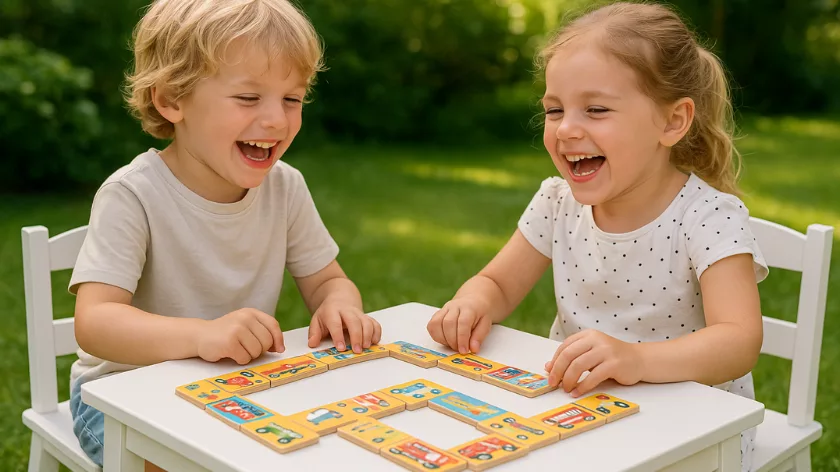 Образователни настoлни игри -домино с картинки и точки