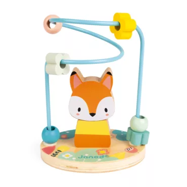 Сензорна дървена играчка с мъниста и фигура на лисиче от Janod