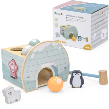Комплект дървена игра с чукче Иглу от PolarB с кутия и всички аксесоари