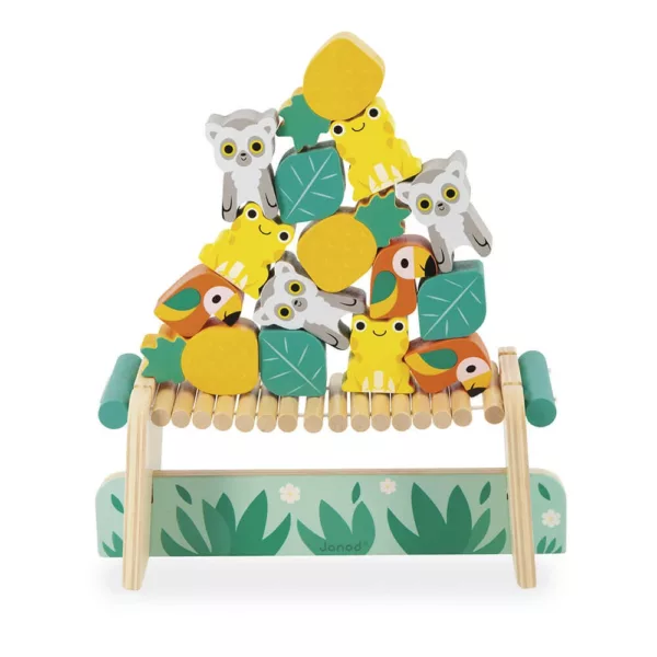 Дървена игра за баланс Тропик Janod с подредени животни