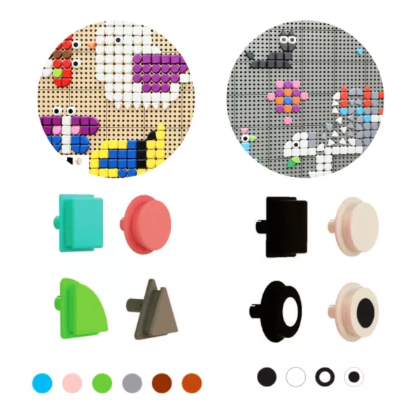 Геометрични елементи за STEM табло Masterkidz в комплект от 256 цветни части