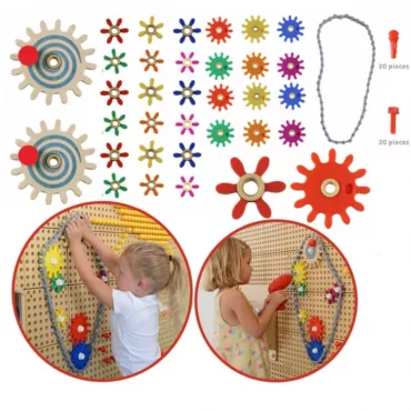 Разнообразни цветни зъбни колела и верига за STEM дъска Masterkidz