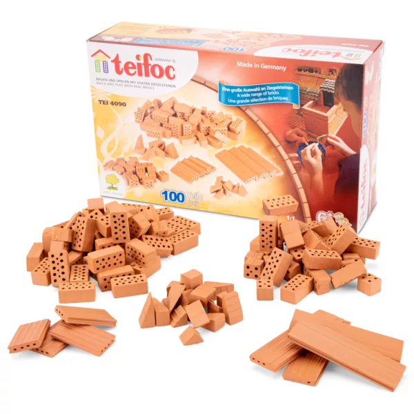 Конструктор Teifoc – тухлички за строене 100 части с кутия и комплектация