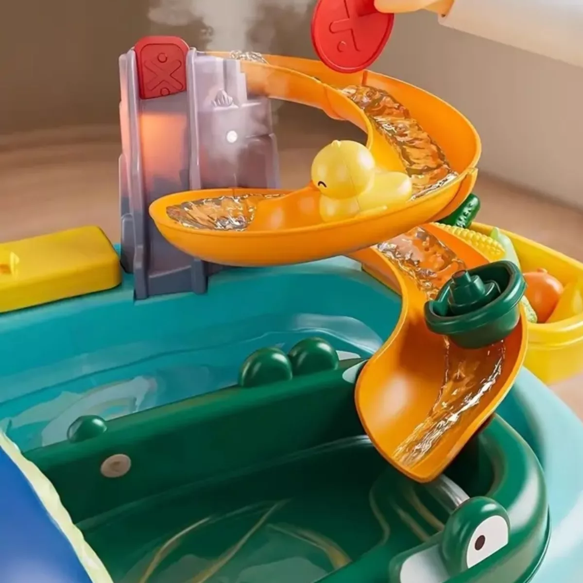 Пързалка с водопад от масичка за риболов и жираф Jolly Toy с плаваща патенце