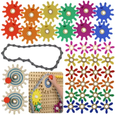 Комплект Masterkidz STEM зъбни колела и верига с цветни елементи