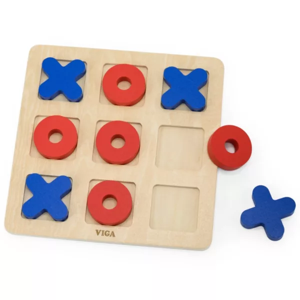 Дървена дъска за морски шах с червени и сини фигури от VIGA Toys