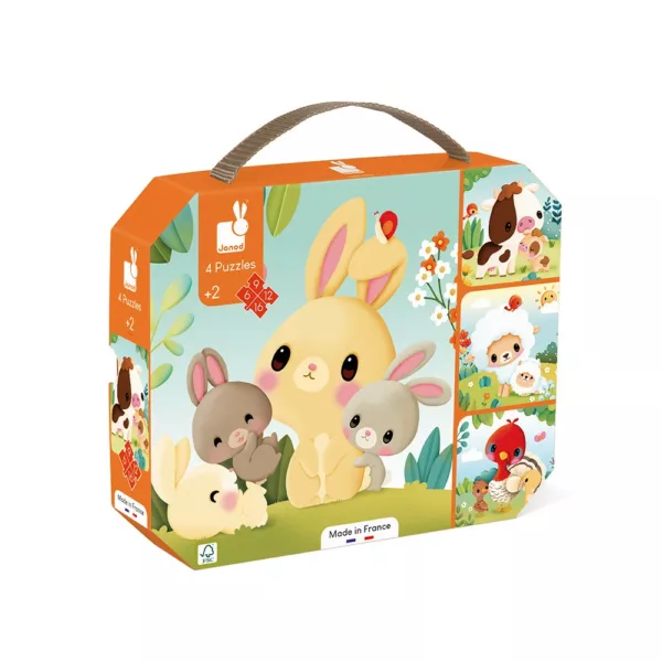 Кутия на растящ пъзел Животните от фермата 4 в 1 Janod